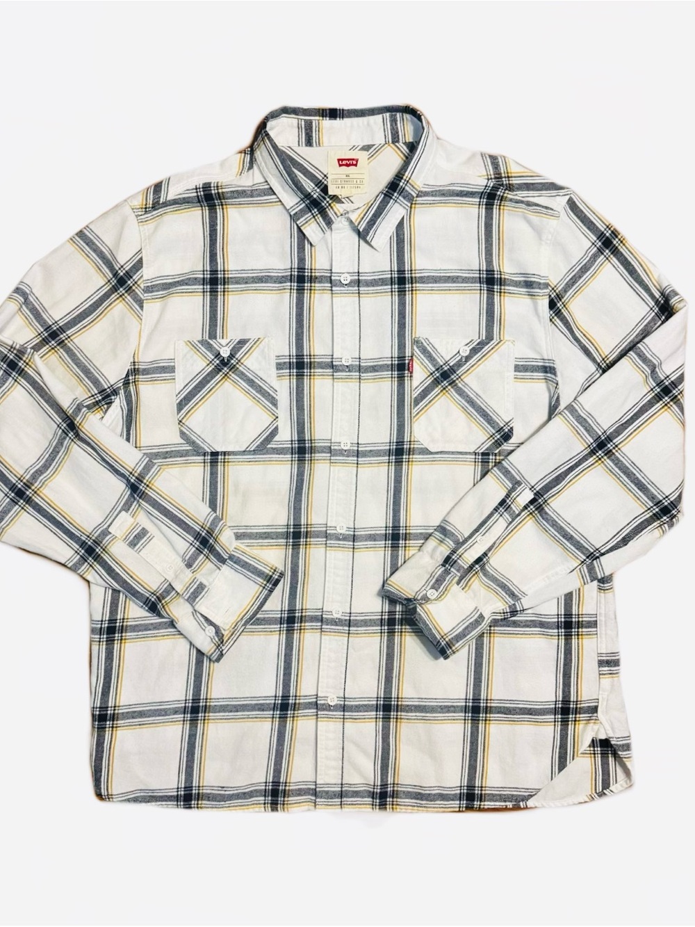 Levi's White Plaid Flannel Button-Down Long Sleeve Shirt red tab XXL